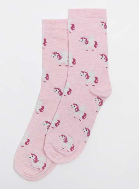 Pink Glitter Unicorn Socks